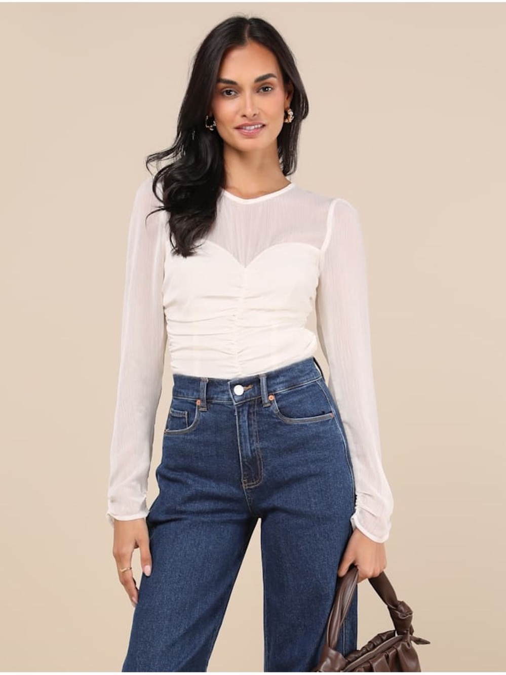 LULU'S Majorly Composed Ivory
Long Sleeve Top